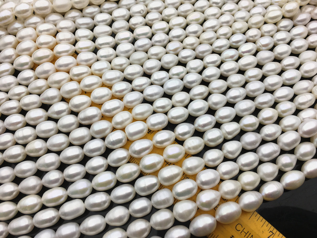 AA 8.4-9.3x8.5-13mm white rice freshwater pearls,diy pearl beads,rice pearl necklace,Christmas pearl necklace,DIY pearl,LR9-2A-1