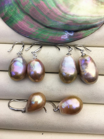 AAA 12-13mm bronze purple drop edison freshwater pearl dangle earrings,sterling sliver dangle earrings,SE3-T9-50