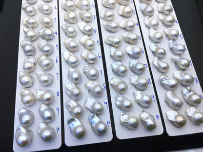 1 pair AAA 12-16x18-25mm White Flameball Pearl Pairs,0.9mm top half hole,FL15-3A-8-55