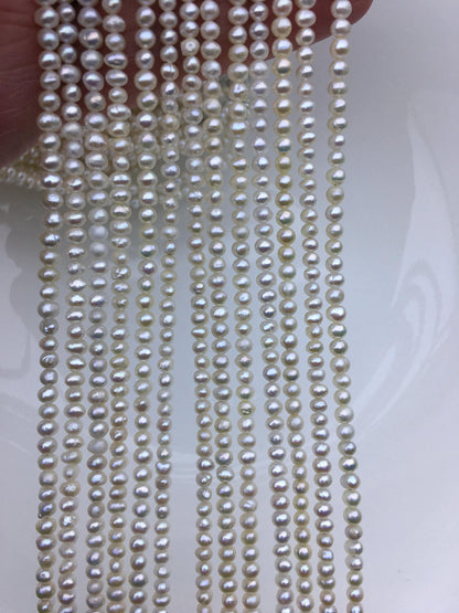 AA 3.5-4mm tiny button potato freshwater pearls,Rondelle pearl Beads,ivory freshwater pearl,loose strands,SM3-2A-1