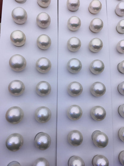 High Luster!10 pairs AA+ 12-13mm White Round edison freshwater pearl,ED12-3A-1-28