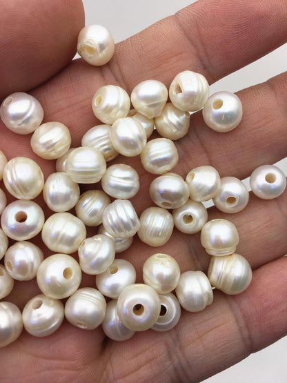 20pcs AA 8.3-9.2mm white button round freshwater pearls,2.2mm large hole,Rondelle white pearl Beads,SM8-T2