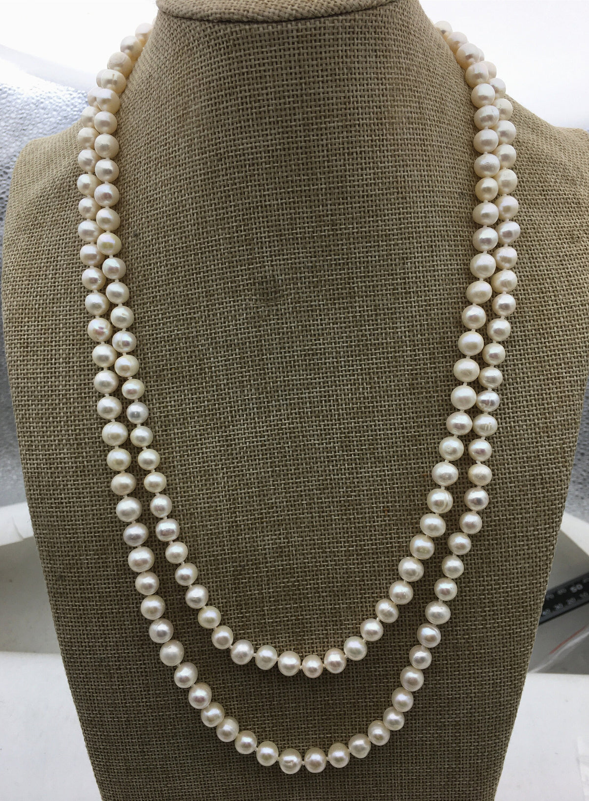 52'' 8mm white near round freshwater pearl Necklace,white Pearl necklace,NPN1-T14