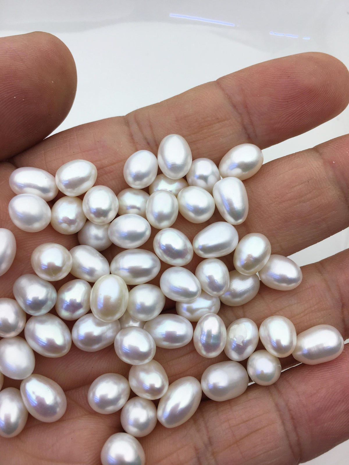 20pcs AAA 6.5-7.3mm*8-9.5mm white rice pearl for Oyster,for wish pearl oyster,for pearl vacuum-packed oysters,no hole, LR7-3A-1