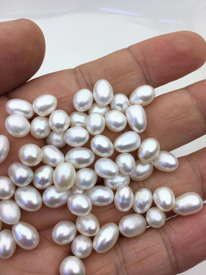 20pcs AAA 6.5-7.3mm*8-9.5mm white rice pearl for Oyster,for wish pearl oyster,for pearl vacuum-packed oysters,no hole, LR7-3A-1