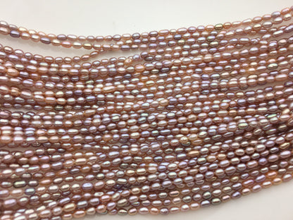 AAA 2.8-3mm*3.5-5mm pink purple oval rice pearls,oval loose pearl beads,diy pearl,genuine pearl,Cultured pearl,diy pearl beads,LR2-3A-22