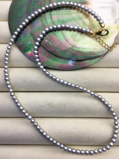 16+2'' AA+ 3-3.5mm gray tiny small round pearl choker Necklace,Wedding Necklace, Love, Mothers Day,Happiness,wholesale,NPN1-T58