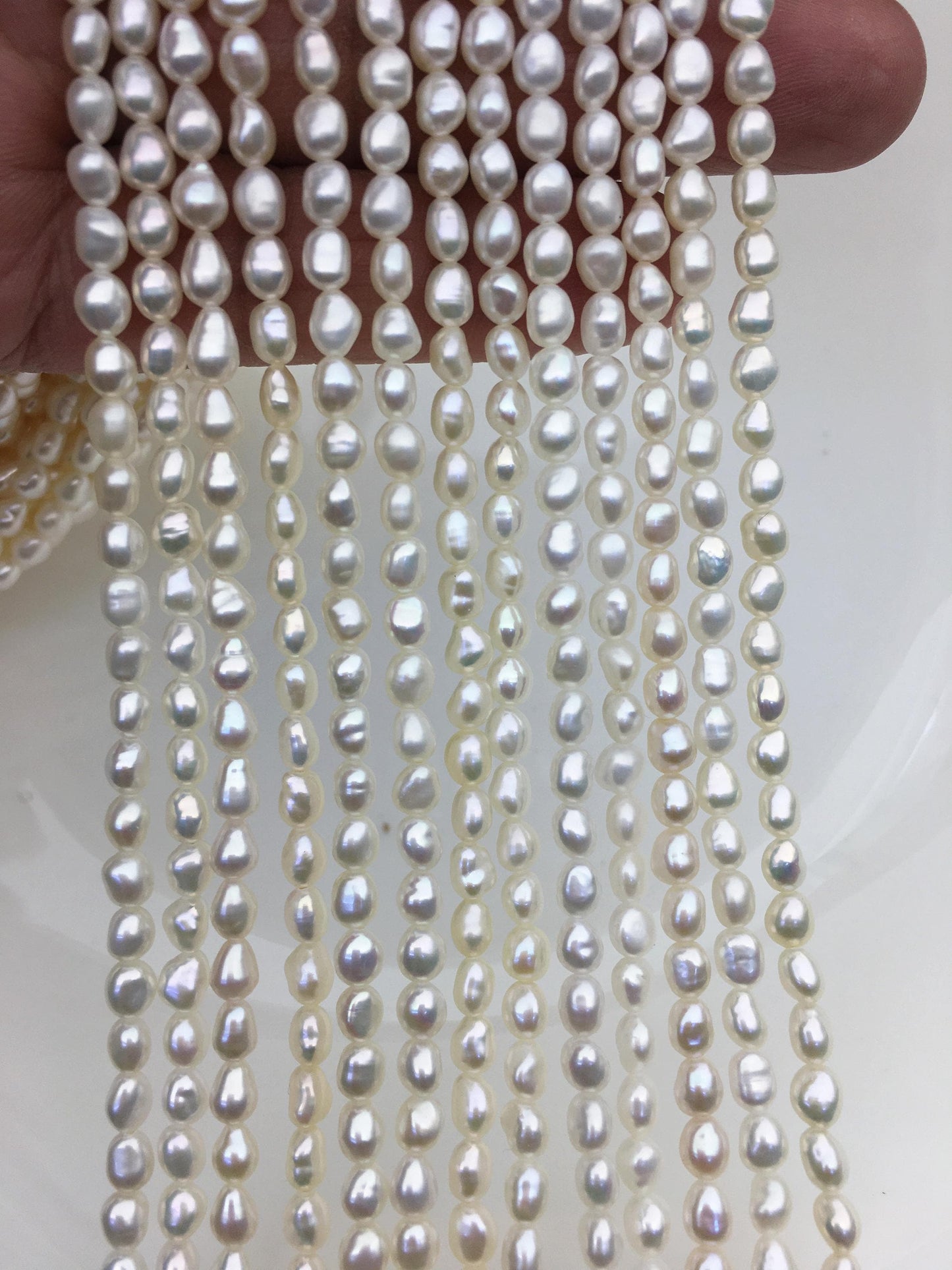 AAA 4-4.5mm Tiny white nugget freshwater pearls,irregular nugget freshwater pearl strand,LM4-3A-4