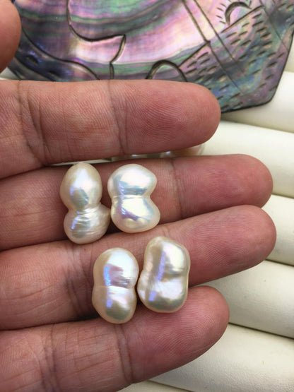 2 pairs AA+ 11-13mm Big White Gourd baroque pearls-white baroque pairs,White Baroque Pearl,DIY,ZS-114-2