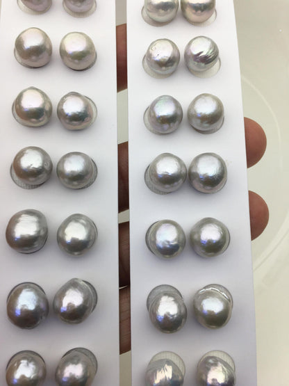 5pairs AAA 10-11mm Gray baroque drop edison freshwater pearl Pair,no hole,ED11-3A-2-23