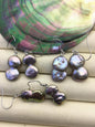 AA+ 12-13mm Gray Purple Coin Pearl Dangle Earrings- S925 silver pearl dangle earrings,SE3-T44
