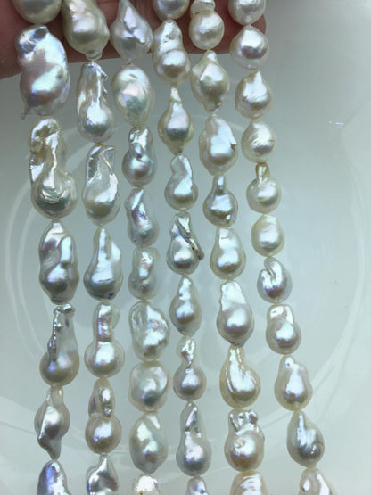 15.5'' AAA 9-11mm White flame ball pearl,FL15-3A-7-37
