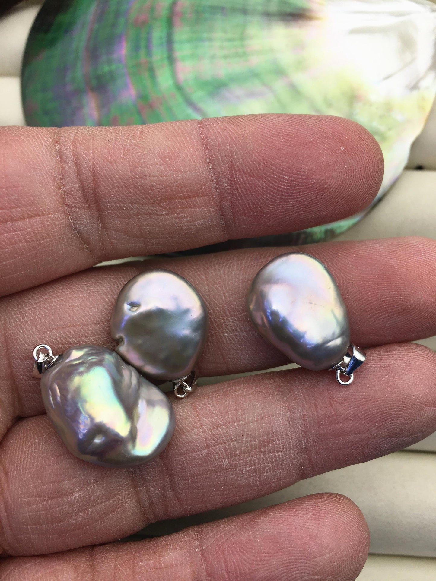 1pc AAA 15-17mm Gray Baroque Coin Baroque pearl pendant,NC1-T16-2