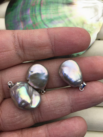 1pc AAA 15-17mm Gray Baroque Coin Baroque pearl pendant,NC1-T16-2