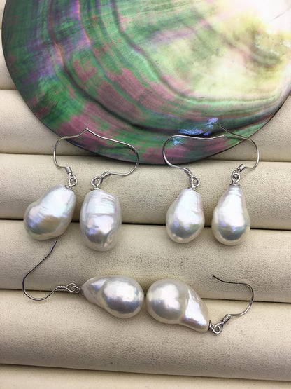 1 pair AAA 11-12mm white drop edison pearl dangle earrings,S925 Sterling Sliver earrings,wedding pearl earrings,SE3-T9-20