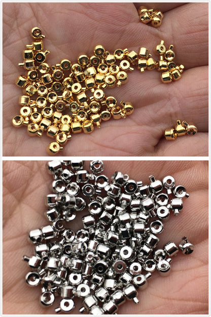 20pcs 3.2mm Yellow/Silver Gold Plated Necklace End,high quality 18k solid gold plated,AAL-003-1