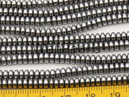 Hematite silver Gray,2mmx4mm Rondelle Beads,AAA, 190 beads,15.5 inches,G50-B24-001