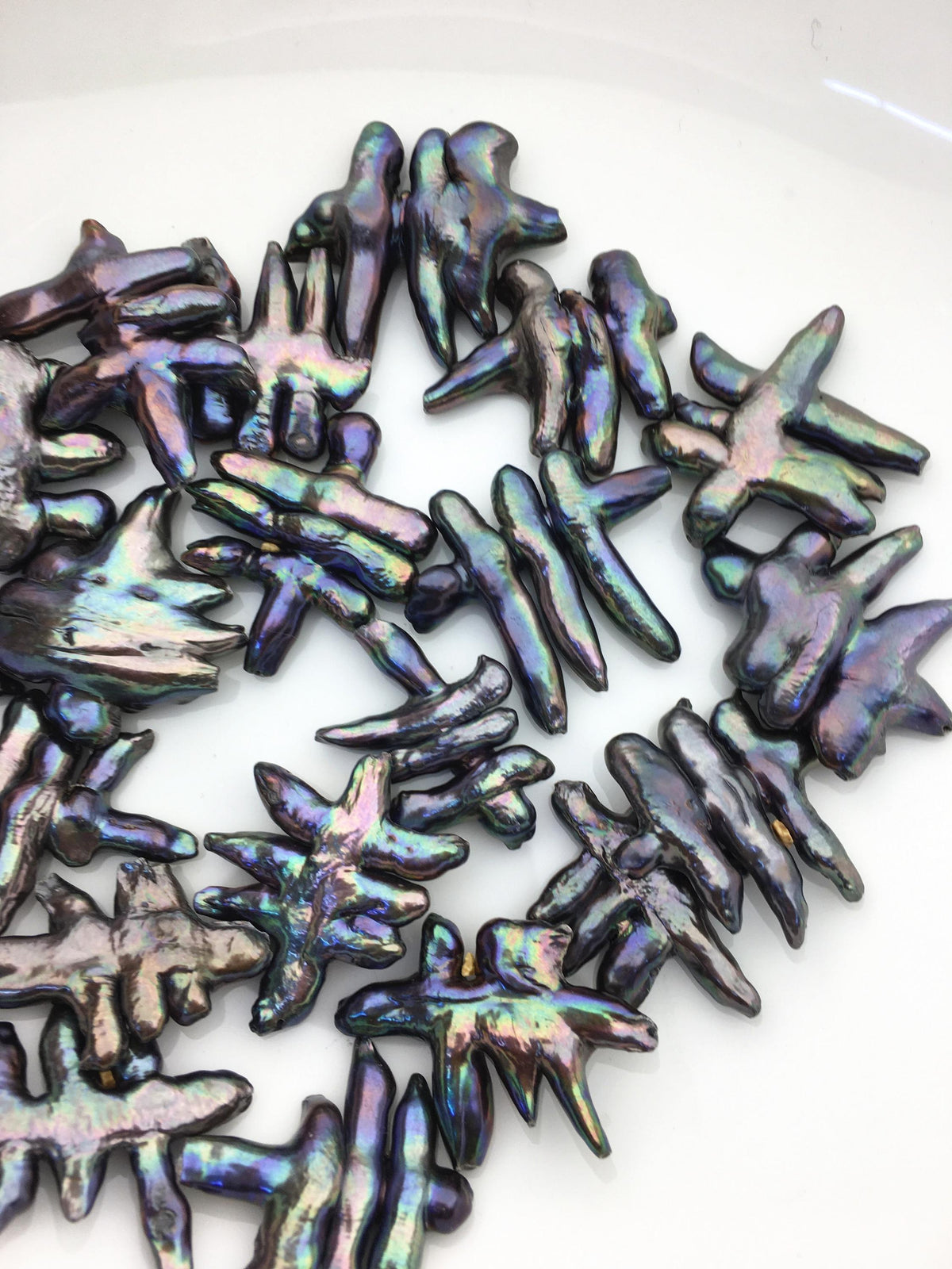 5pcs AA+ 20-250mm Black Rainbow baroque pearls, 0.7mm through hole,ZS-T38