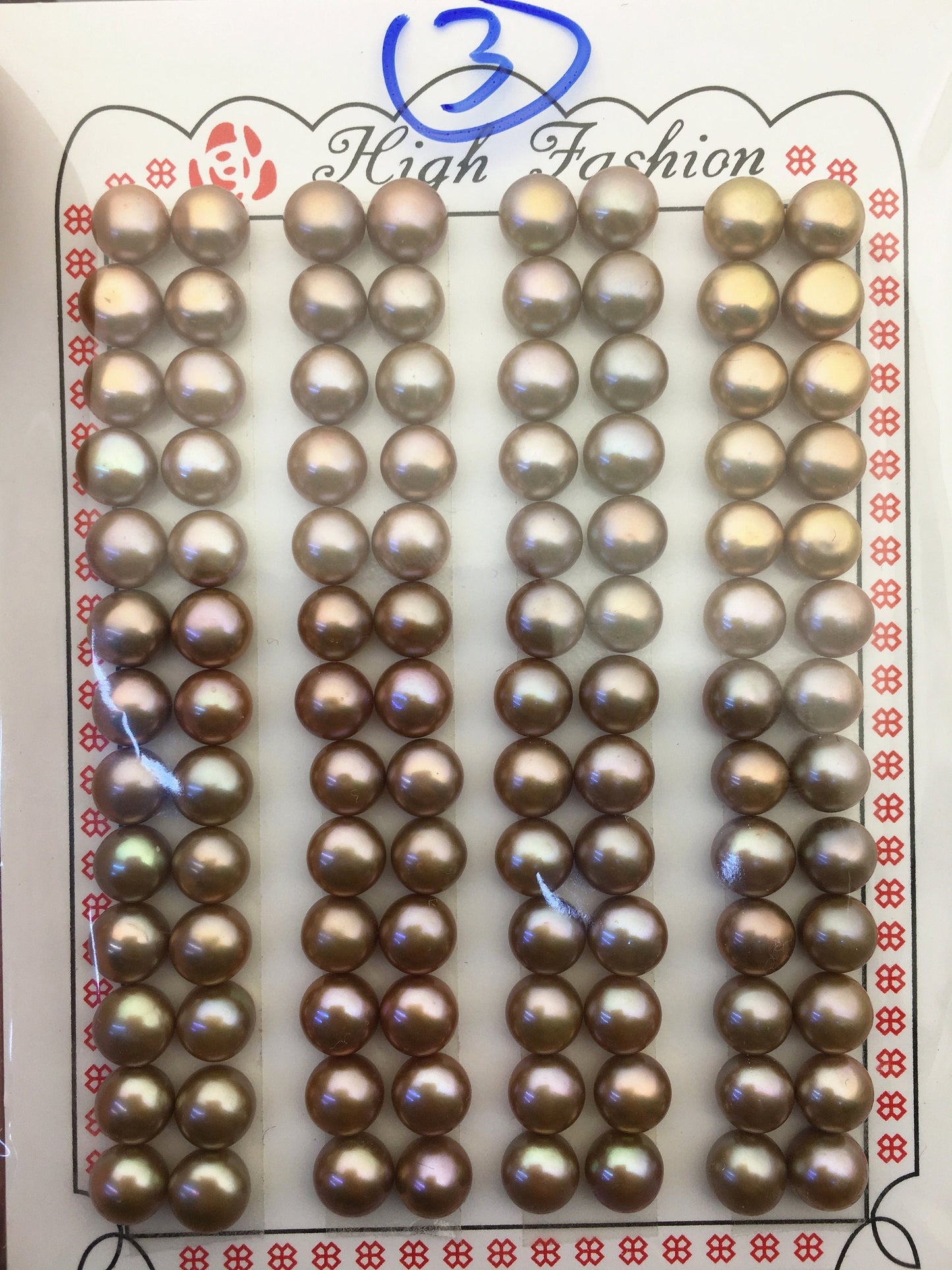 52pairs AAA 6.5-7mm Brown Button Round pearls pairs,for design for stud earrings,BTN6-T1