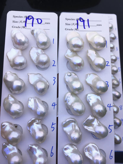 AAA 13-15x18-22mm White Flame ball Pearl Pairs - large Baroque freshwater pearl pairs,top half hole,FL15-3A-8-75