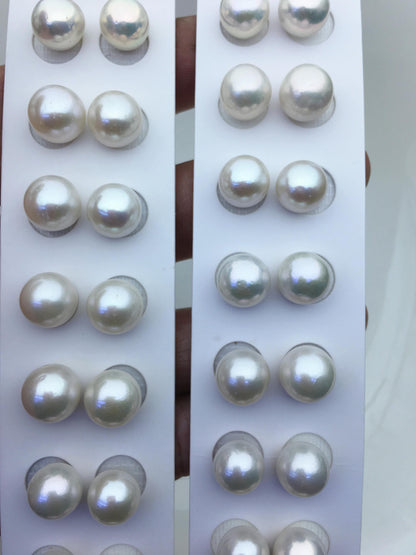 5 pairs AA+ 10-11mm white round freshwater pearls pair,no hole,RP10-3A-8