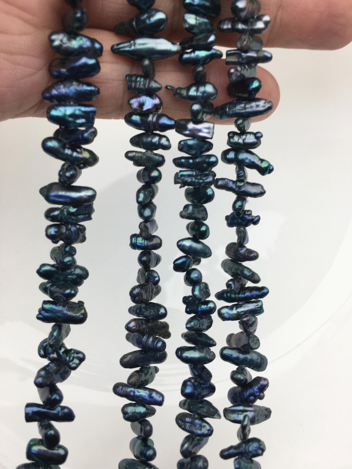 AA 4-5mm deep blue Biwa Pearl Necklace,Genuine Fresh Water Pearl,Wedding Necklace,Mothers Day,ZS-80-10-27