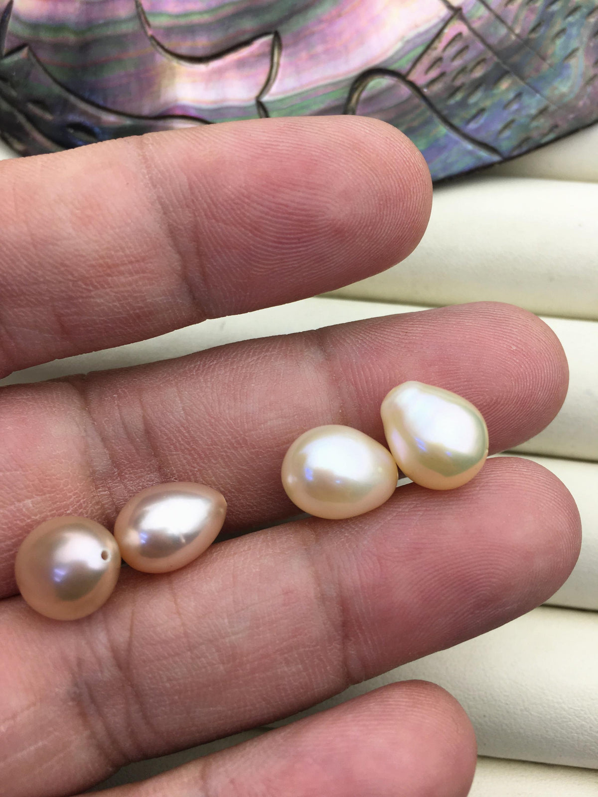 2 pairs AAA 10mm Pink Nugget baroque loose pearl pairs for dangle earrings - 0.9mm top half hole - ZS-103-37-60