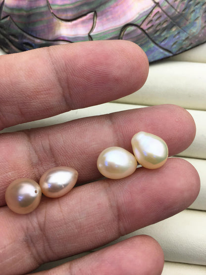 2 pairs AAA 10mm Pink Nugget baroque loose pearl pairs for dangle earrings - 0.9mm top half hole - ZS-103-37-60