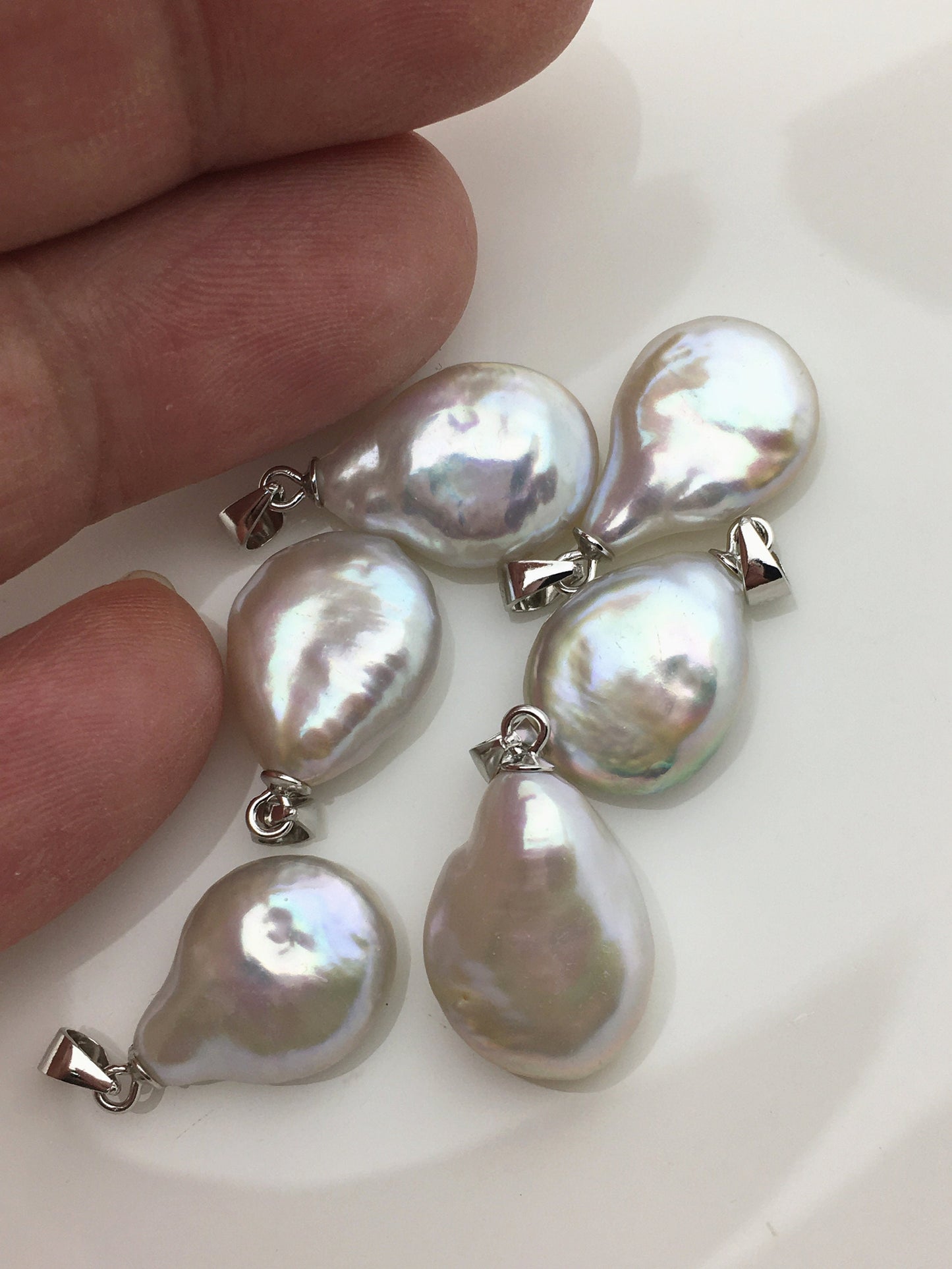 2pcs AAA 11-13mm White Drop Coin pearl pendant,NC1-T43