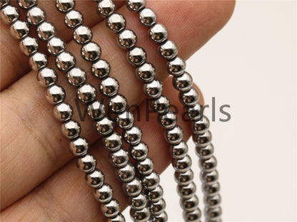 Hematite silver Gray 4mm Smooth Round,AAA, 105pcs,15.5 inches,G50-R4-002