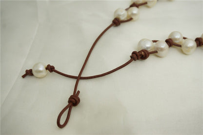 large pearl necklace,Freshwater pearl and leather necklace,Baroque Freshwater Pearl Drop Necklace,Baroque pearl necklace,Le1-017