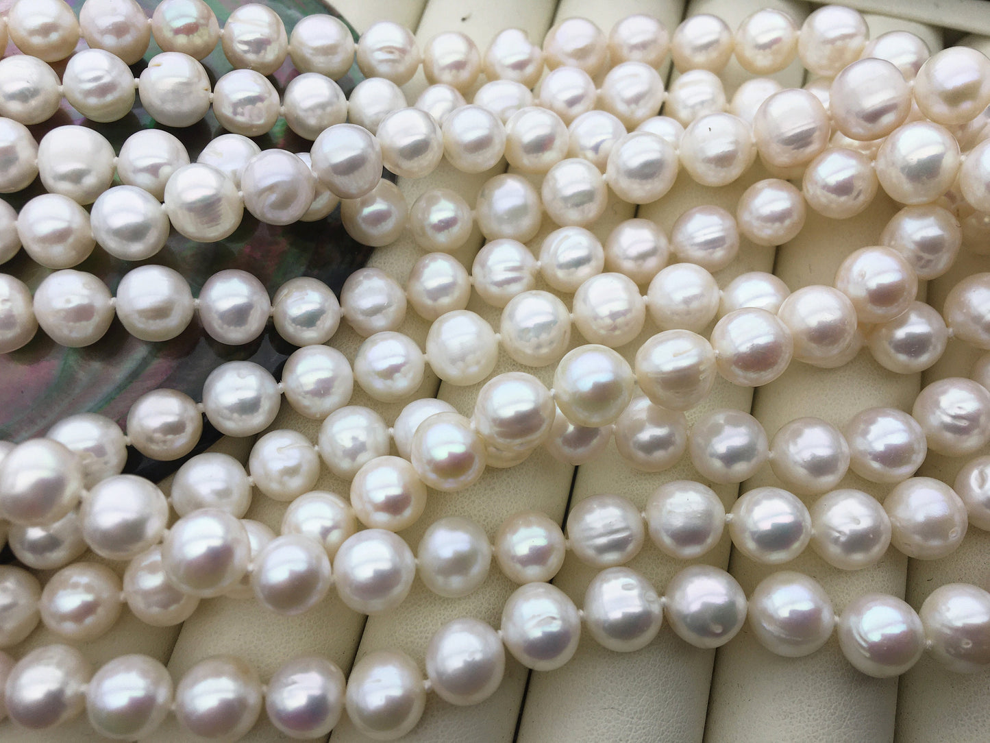 17.5'' AA+ 9mm white potato freshwater pearl Necklace,white Pearl necklace,NPN1-038