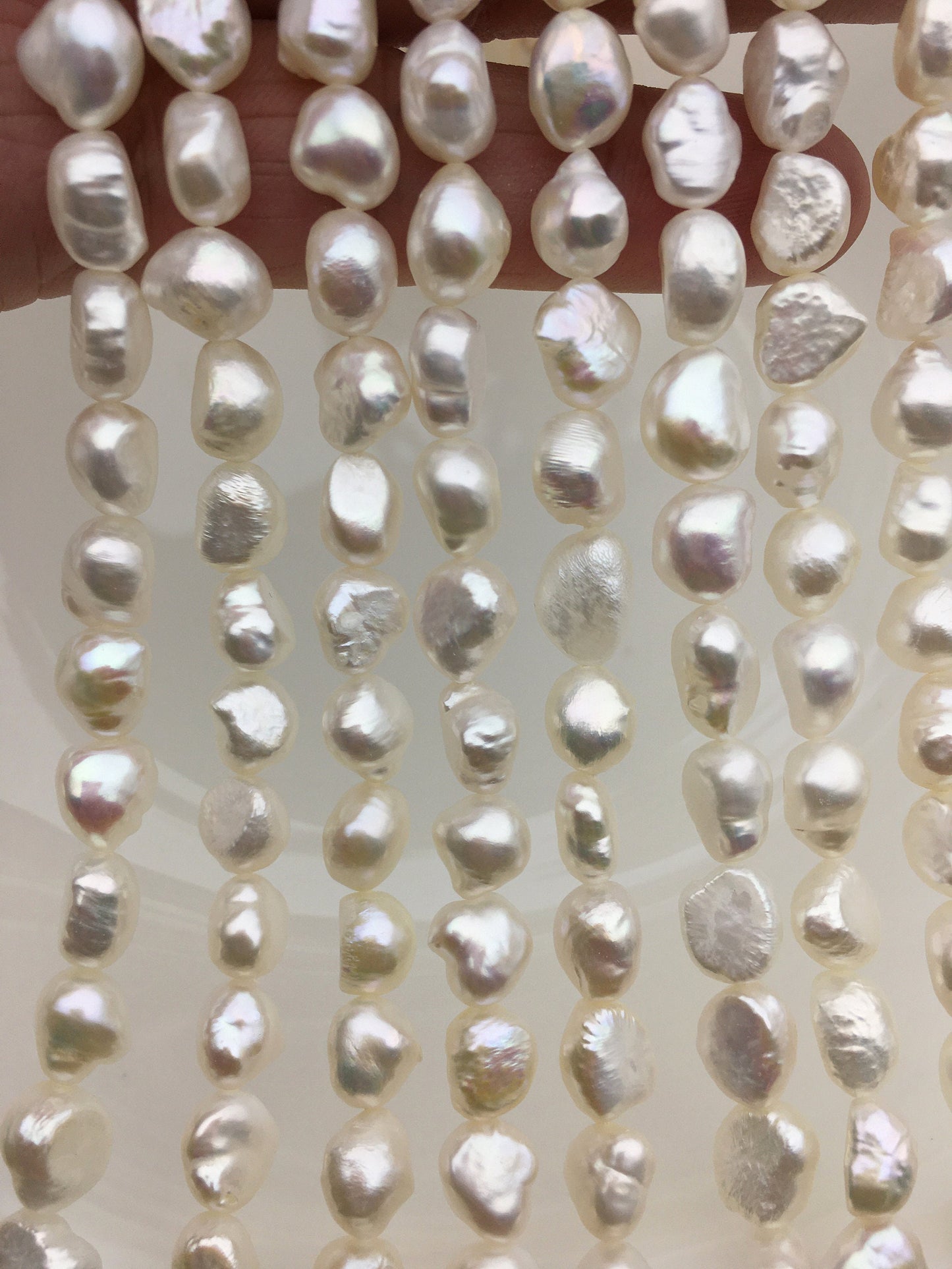 High Luster!AA+ 7.4-8.5mm white nugget freshwater pearl,white cultured freshwater nugget pearl bead string,wholesale supply,LM8-2A-3