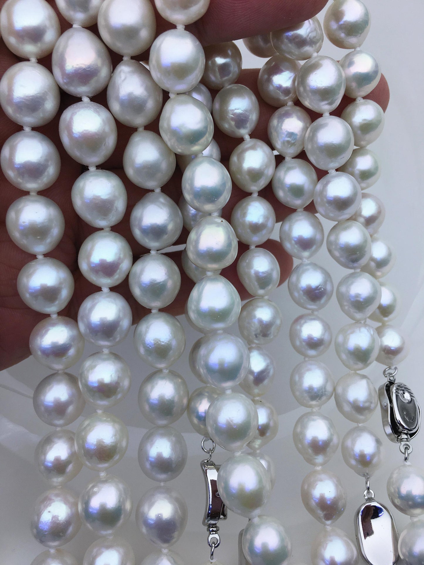 17.5'' AAA 11-13mm white baroque teardrop edison freshwater pearl necklace,NPN1-T30-5
