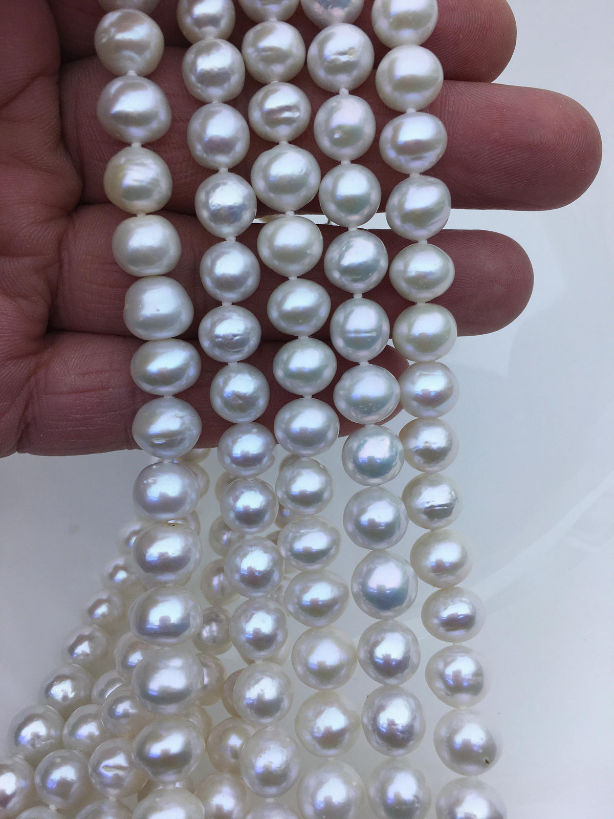 17.5'' AA+ 8-10mm white button round edison freshwater pearl necklace,NPN1-T30-7