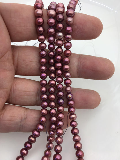 AAA 5.5-6mm red potato freshwater pearls,Wedding Bracelet Beach Wedding Bride Mother of,CR5-T20
