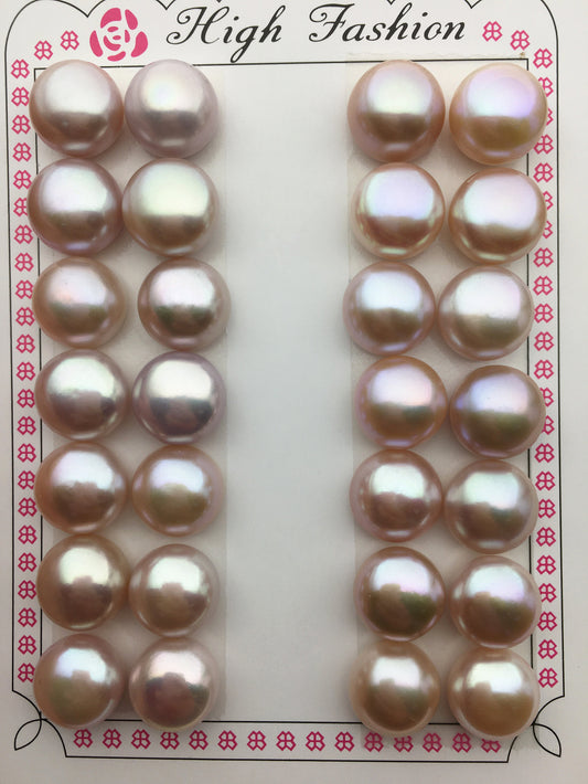 1 pair AAA 12.5-13mm purple big button round freshwater pearls pair,BTN12-T3