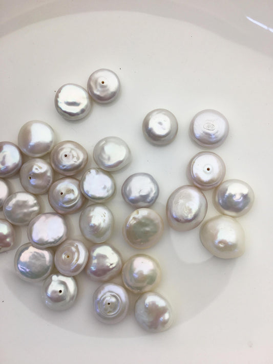 22pcs AA+/AA 13-15mm White Drop Coin freshwater pearls,diy bead, 0.9mm half hole , flat round pearl bead,COIN12-T16