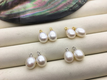 AAA 9mm White/Gray rice pearl dangle earrings,S925 Sterling Sliver pearl earrings,pearl for women,SE3-165