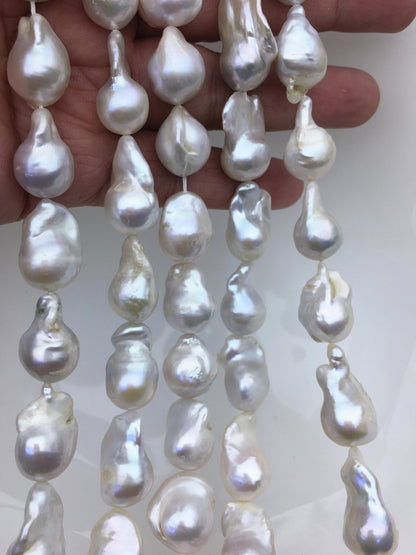15.5'' A+ 13-16mm white flame ball pearl,FL15-2A-5-94