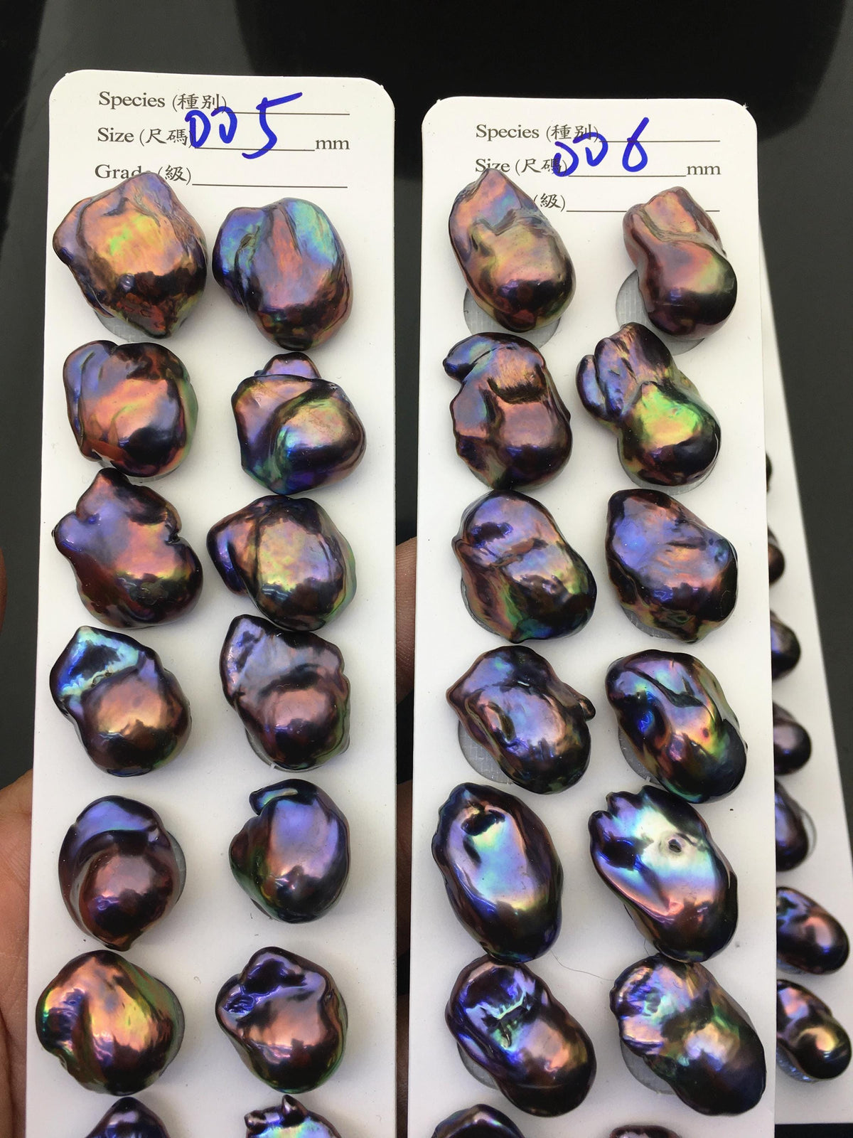 10pairs AAA/AA+ 12-16mm Black Rainbow Flame ball Pearl Pairs,0.9mm top half hole,FL15-3A-8-2