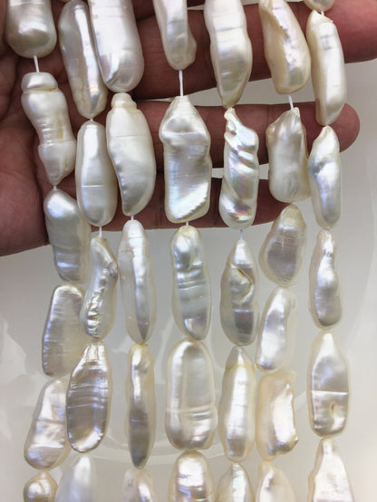 AA 12-14mm White long baroque Freshwater Pearl,ZS-119-26
