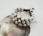 Three Rows nugget Pearl fashion jewelry,pearl Leather Pearls Bracelet - plait leather bracelet - Genuine freshwater pearl - Le7-161