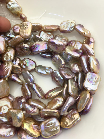 AA+ 15-18mm mix color thick rectangle freshwater pearls,diy bead,flat block pearl bead,ZS-103-31