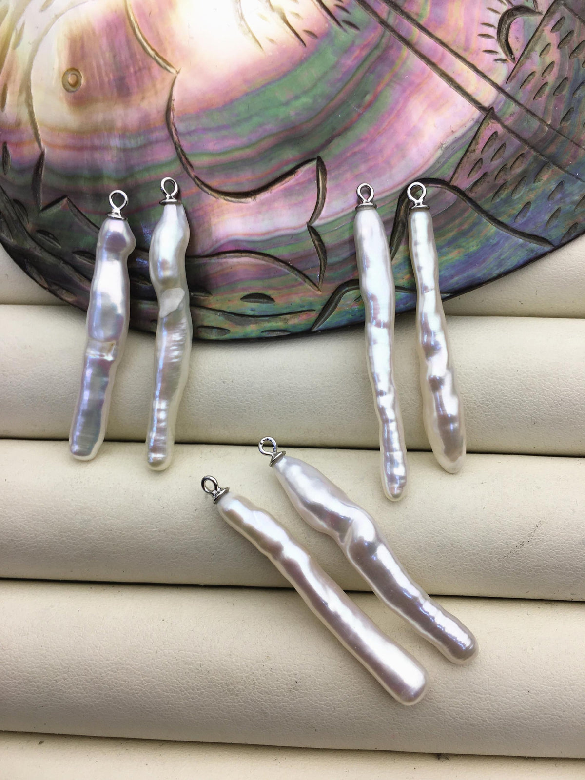 2 pairs AAA 4-6x35-45mm White Long Toothpick pearls Pair,for make dangle earrings,ZS-127-62-29