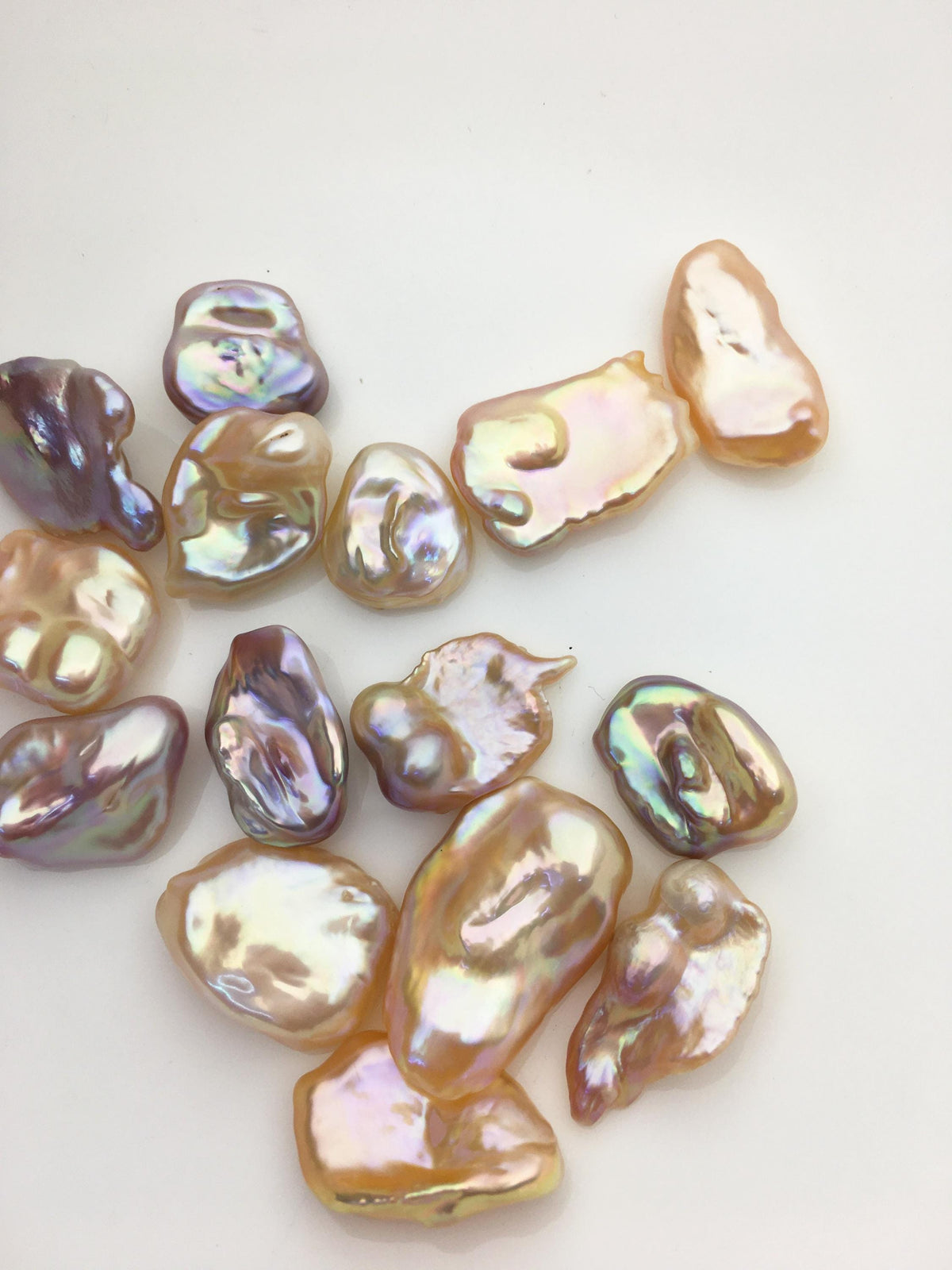 15pcs AAA 13-18mm natural mix color rainbow keshi Freshwater Pearls,no hole,ZS-T23