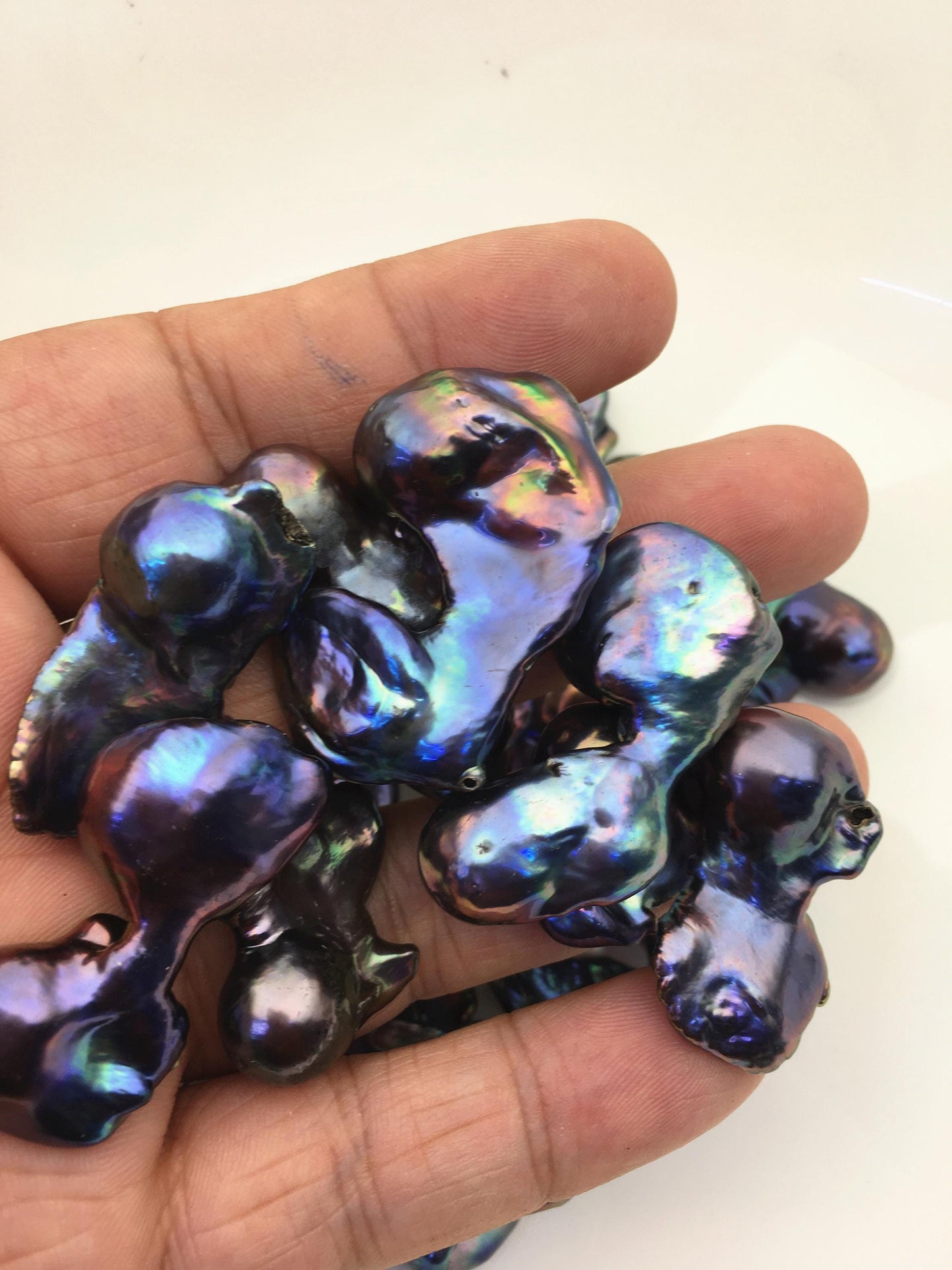 22pcs A+ 16-24mm baroque Black rainbow color Flame ball Pearl - no hole,FL15-T4-25