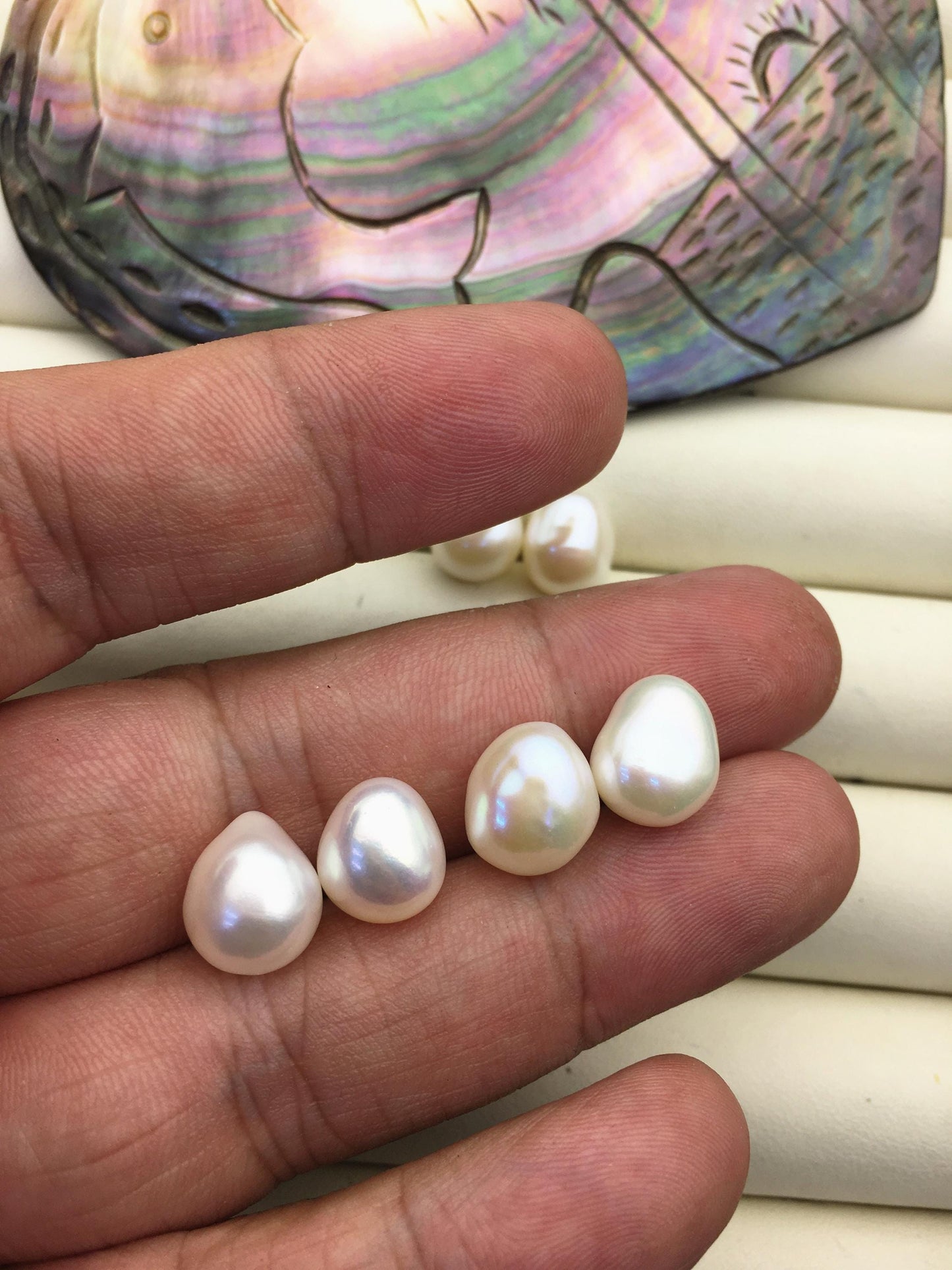 2 pairs AAA 10mm White Teardrop Nugget baroque loose pearl pairs for dangle earrings - Freshwater Pearls earrings - ZS-103-37-5