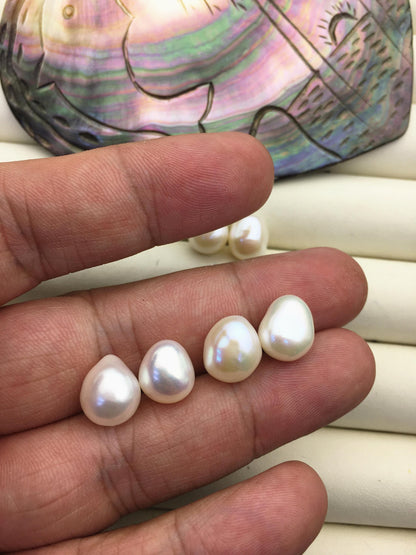 2 pairs AAA 10mm White Teardrop Nugget baroque loose pearl pairs for dangle earrings - Freshwater Pearls earrings - ZS-103-37-5