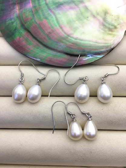 2 pairs AAA 8.3-9.3mm white teardrop pearl dangle earrings,S925 Sterling Sliver pearl earrings,pearl for women,SE3-T8